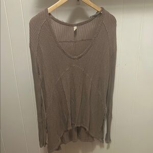 Free People Long Sleeve Waffle Shirt